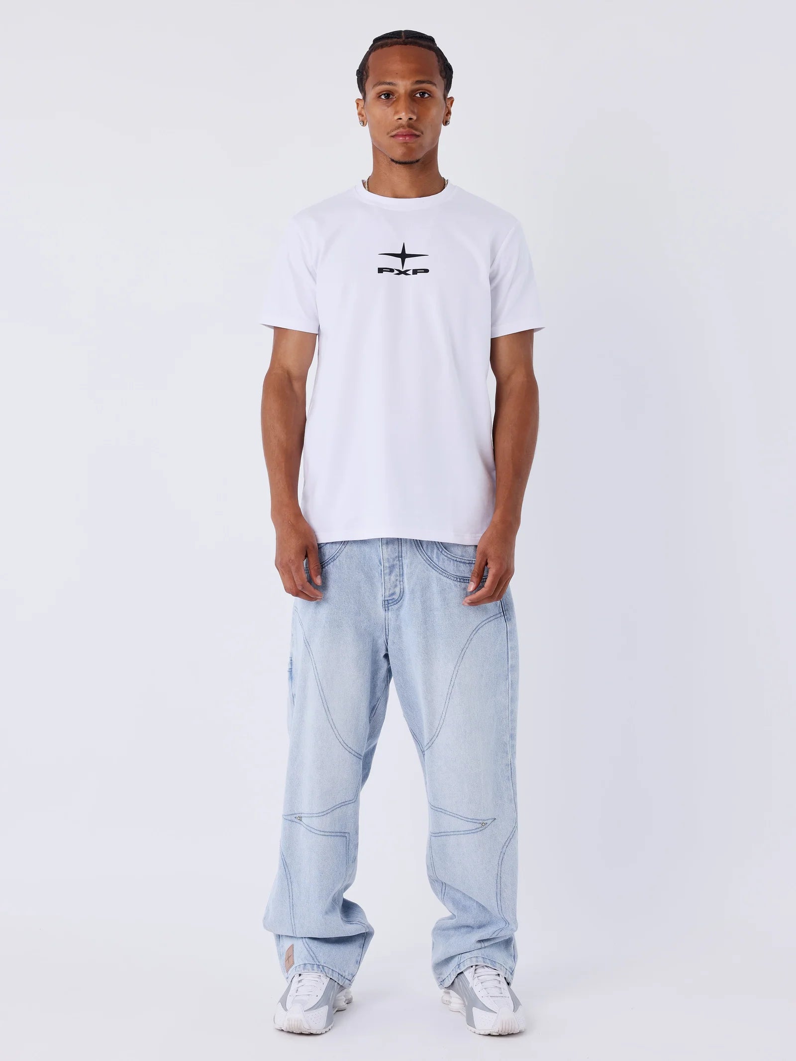 JEAN LOOSE EN DENIM BLEU COUTURES POLARIS