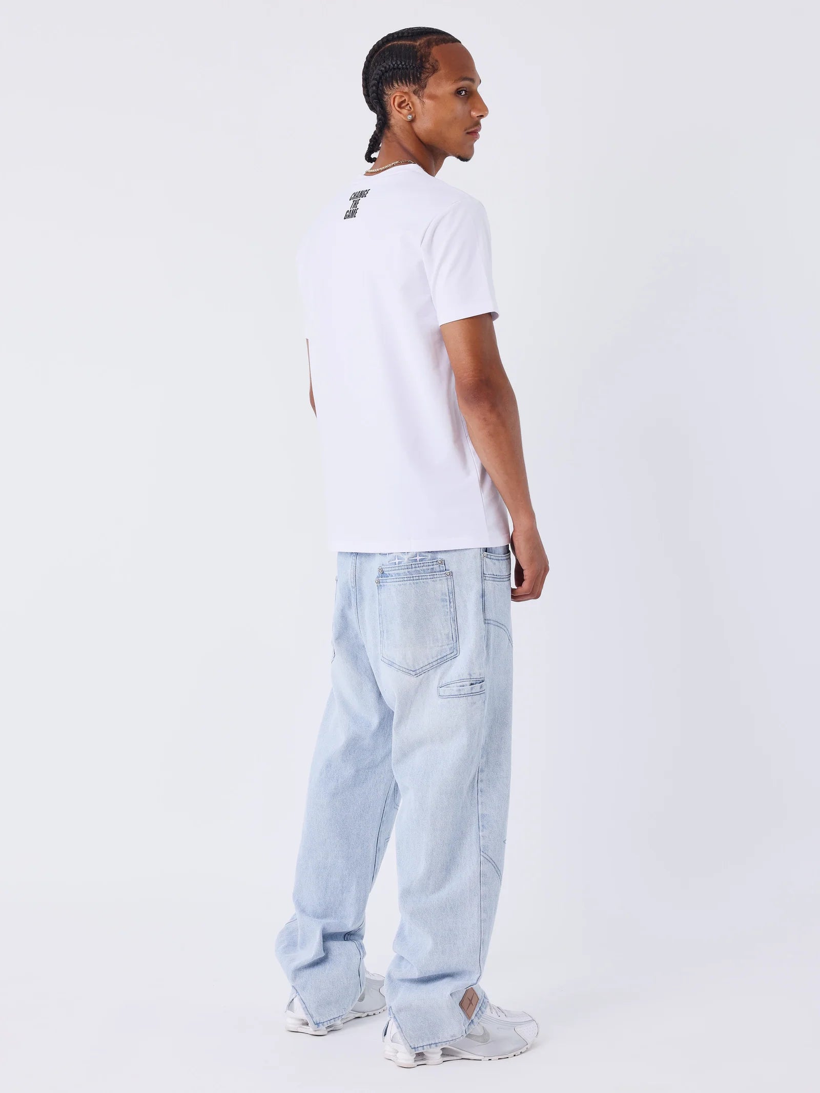 JEAN LOOSE EN DENIM BLEU COUTURES POLARIS