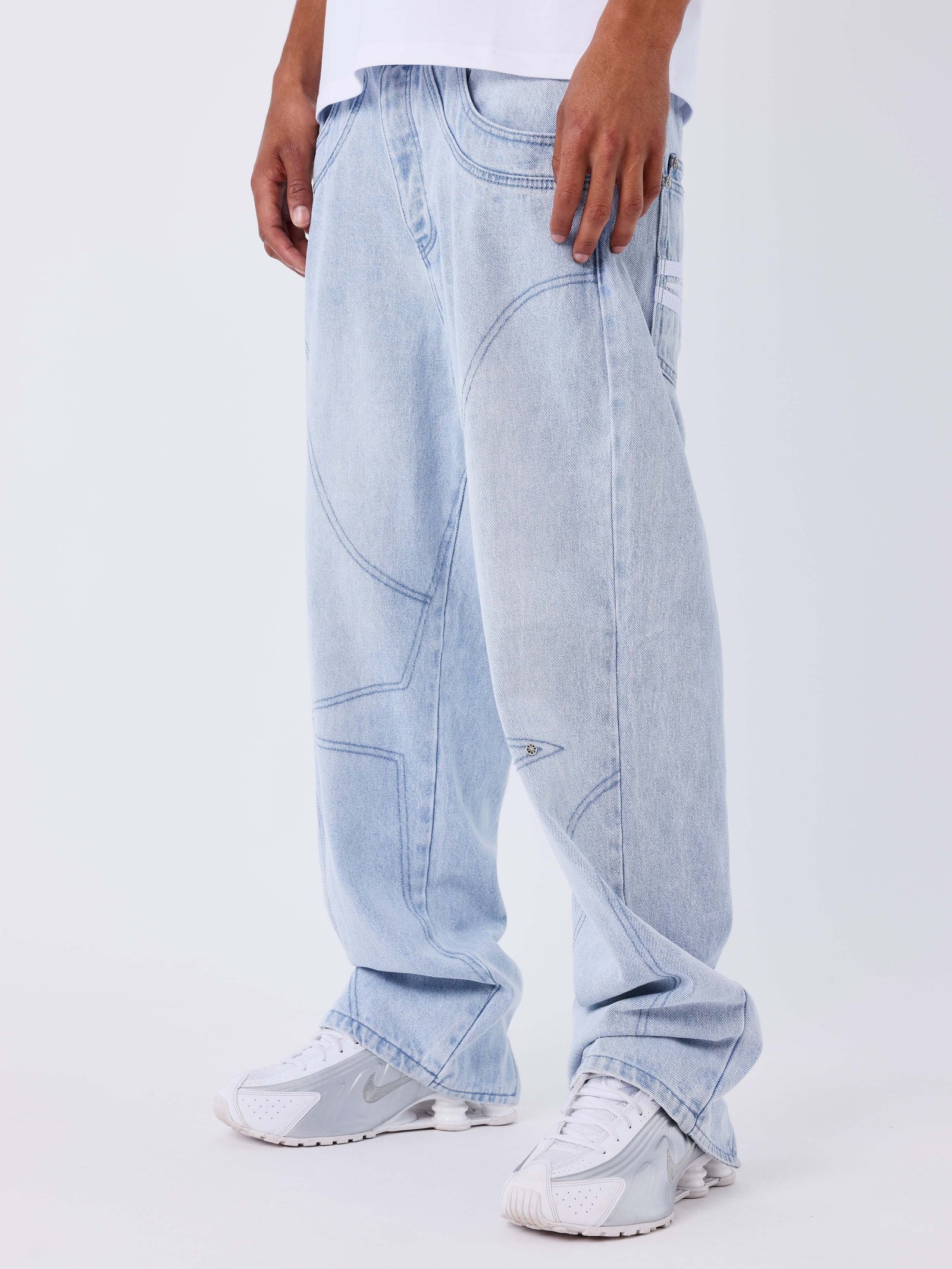JEAN LOOSE EN DENIM BLEU COUTURES POLARIS