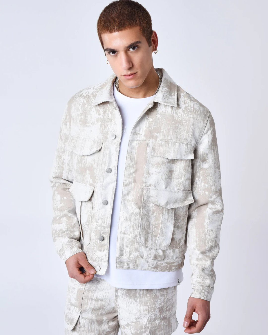 PXP CHAQUETA CON BOLSILLOS EN TELA ABSTRACTA