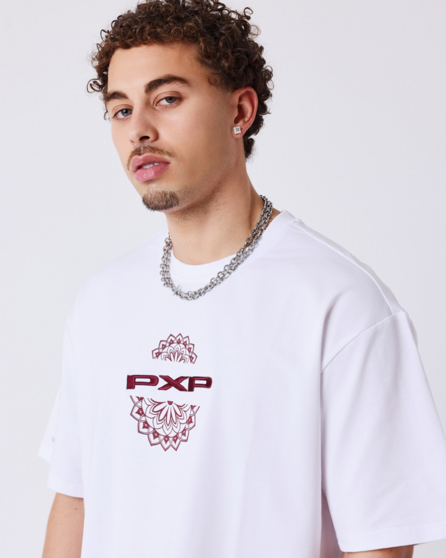Pxp Camiseta blanca y granate