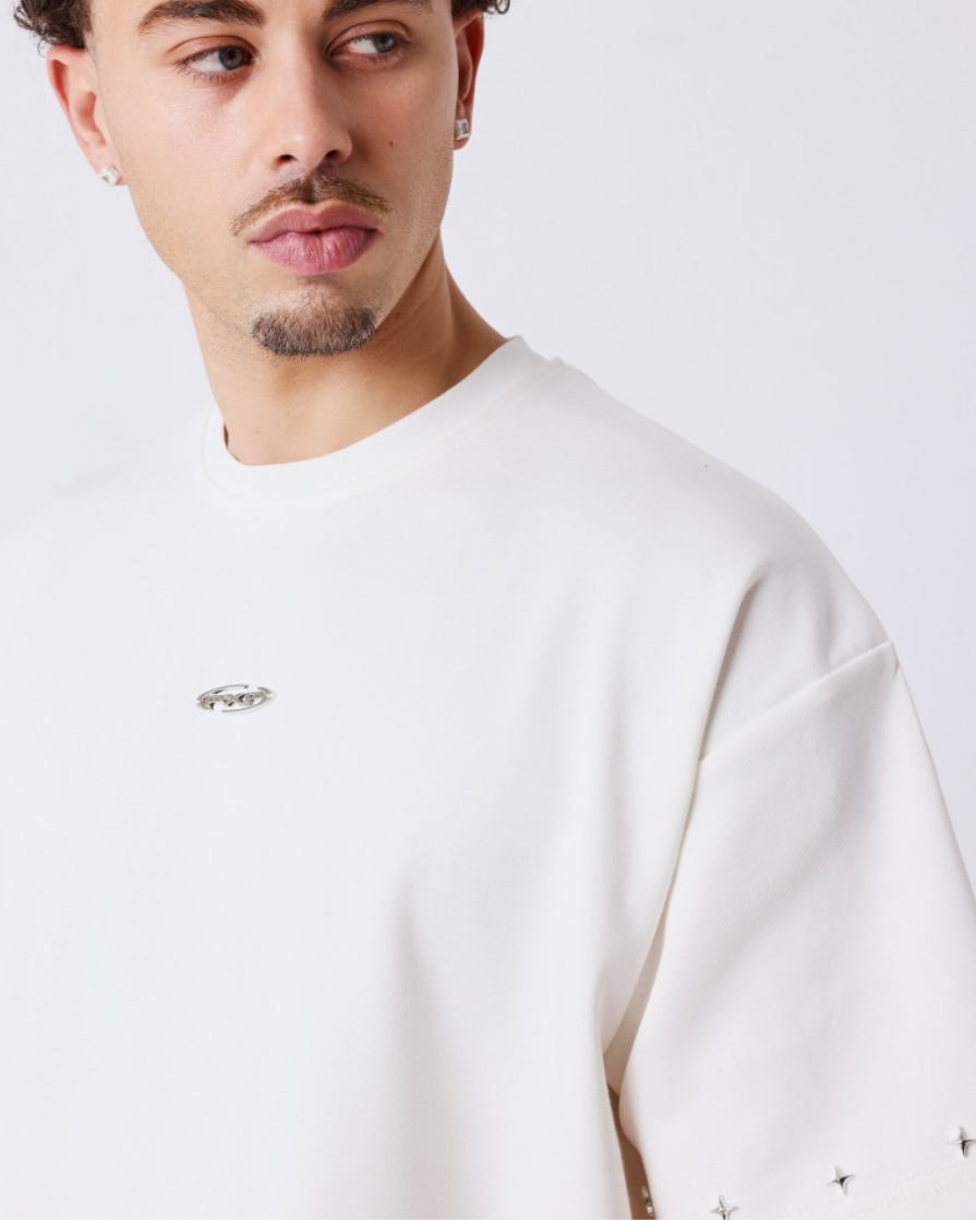 Pxp Camiseta blanca y plata