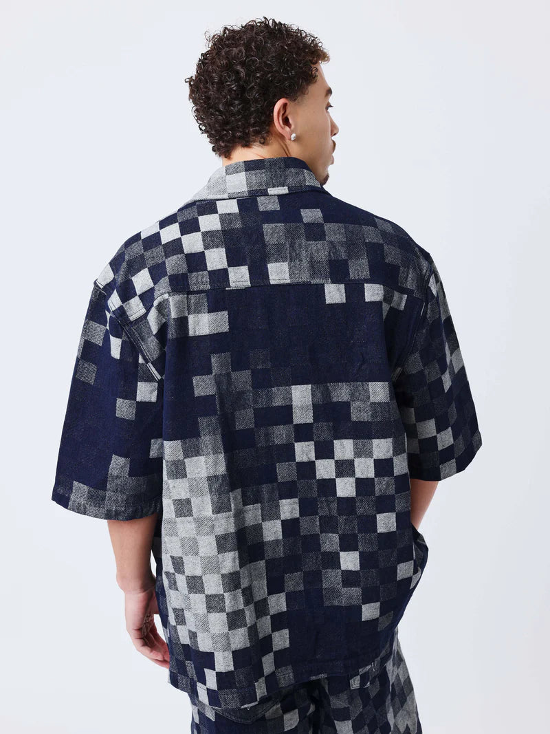 Pxp Camisa vaquera cuadros oscura