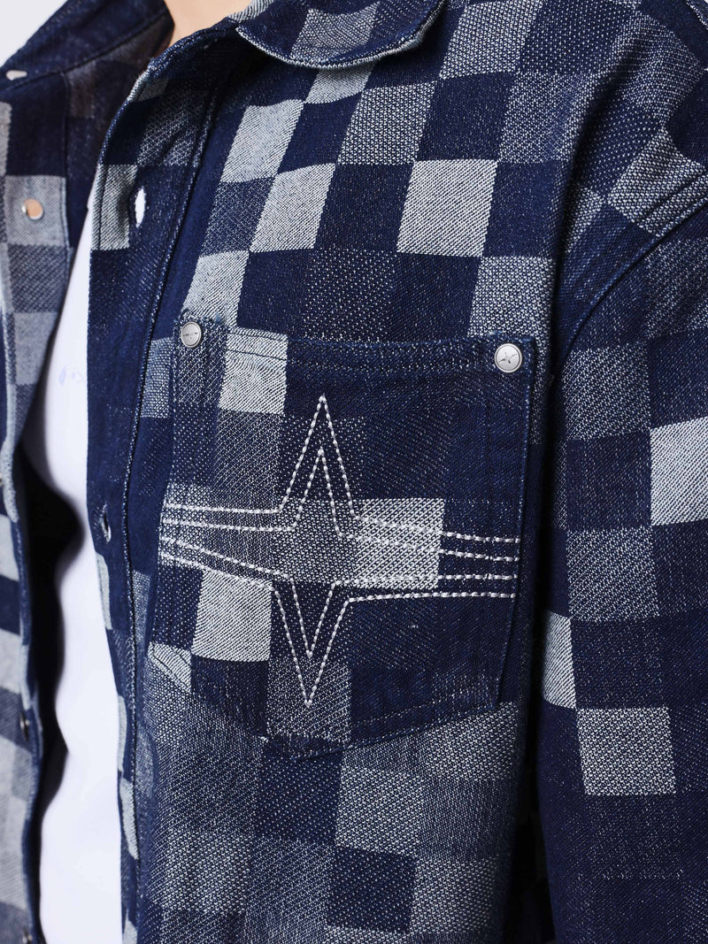 Pxp Camisa vaquera cuadros oscura