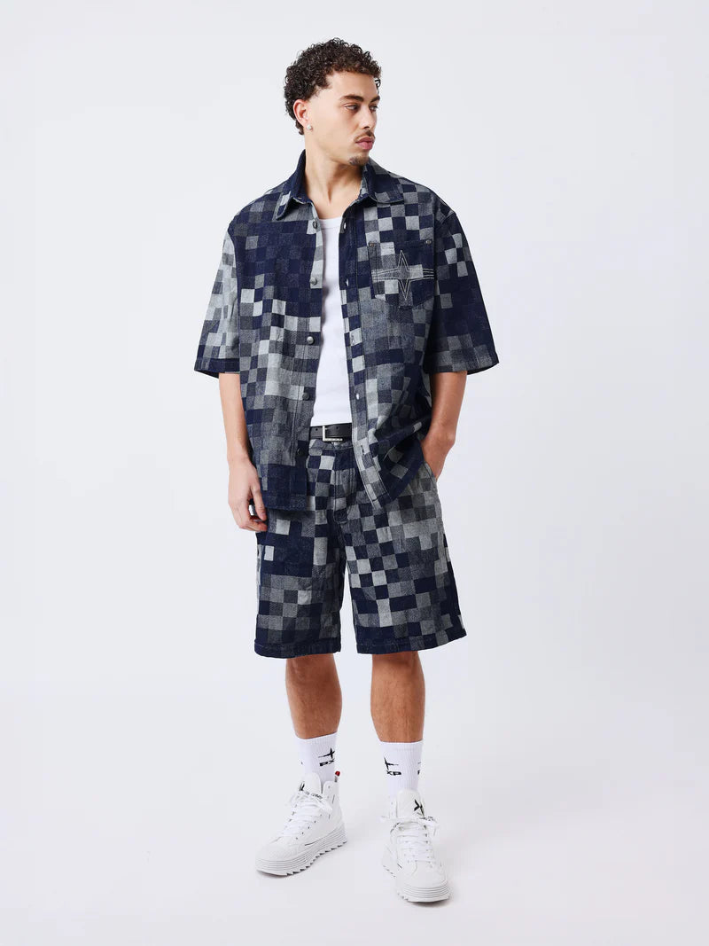Pxp Camisa vaquera cuadros oscura