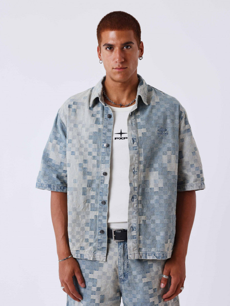 Pxp camisa cuadros vaquero claro