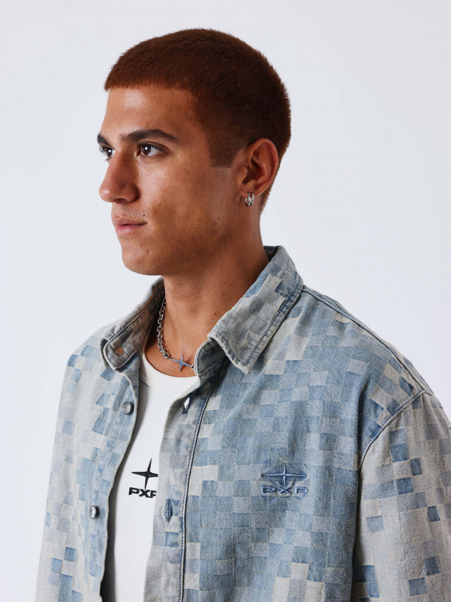 Pxp camisa cuadros vaquero claro