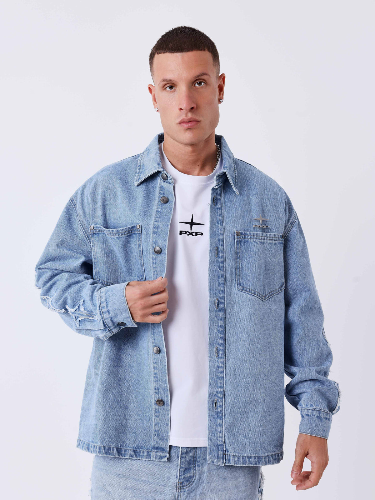 PXP SOBRECAMISA DE DENIM CON PANELES POLARIS