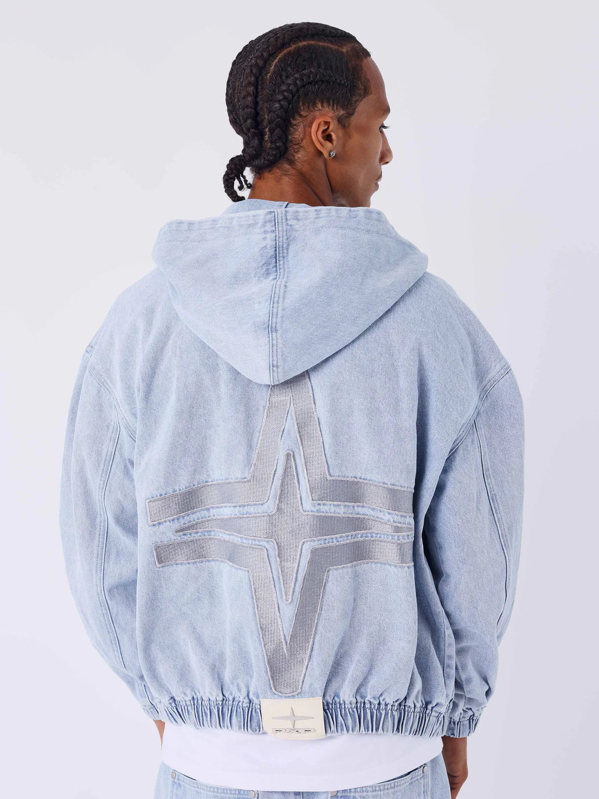 Pxp CHAQUETA CON CAPUCHA DE DENIM AZUL
