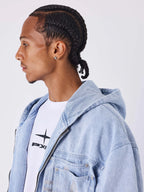 Pxp CHAQUETA CON CAPUCHA DE DENIM AZUL