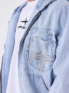 Pxp CHAQUETA CON CAPUCHA DE DENIM AZUL