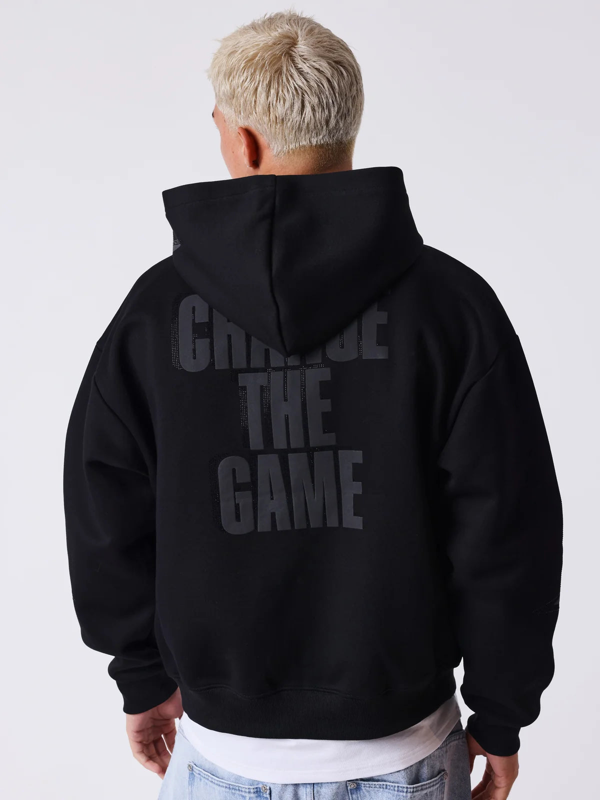 Pxp SUDADERA CON CAPUCHA Y CREMALLERA CON STRASS negra
