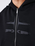 Pxp SUDADERA CON CAPUCHA Y CREMALLERA CON STRASS negra