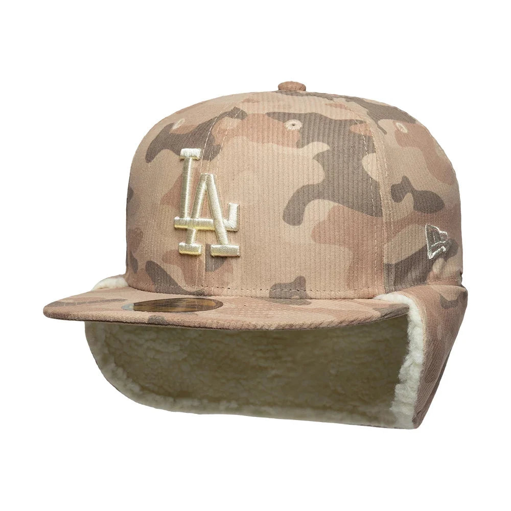 New era Gorra LA Dodgers MLB Cord Downflap 59FIFTY Fitted Beige