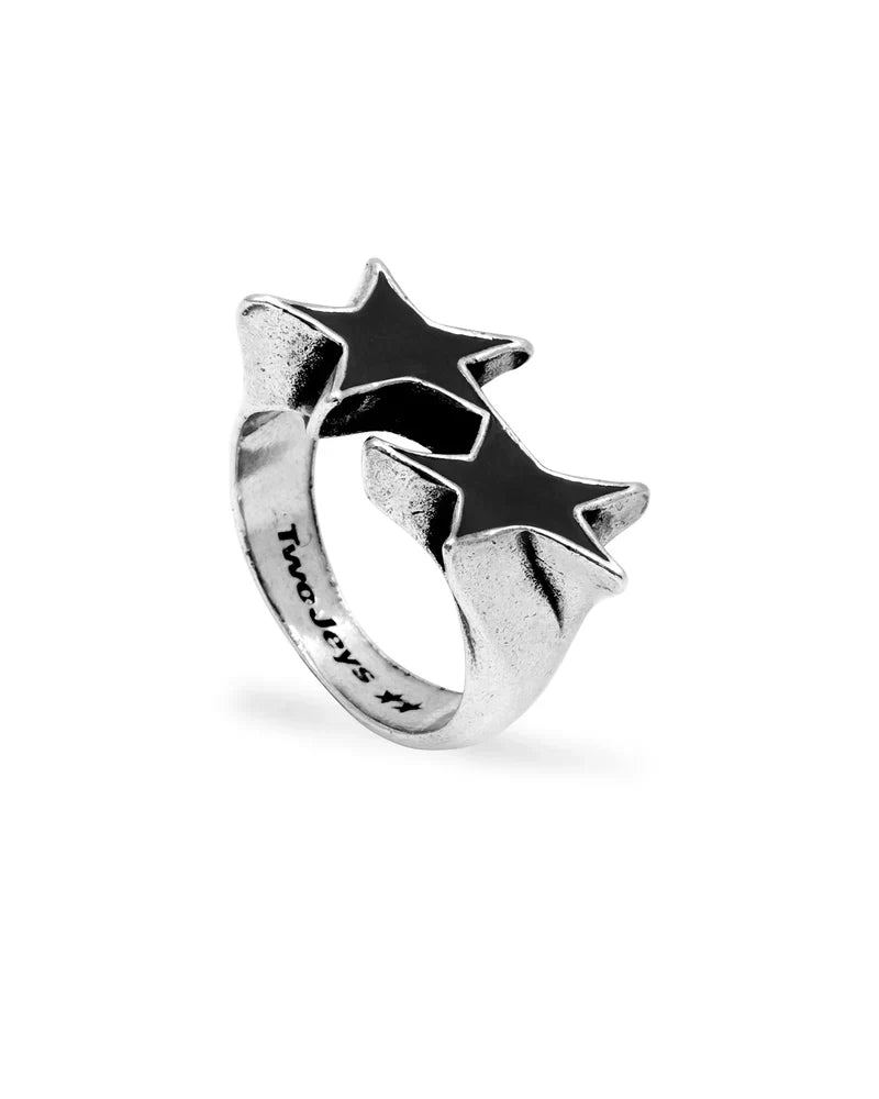 Two Jeys Icon Black Enameled Single Ring