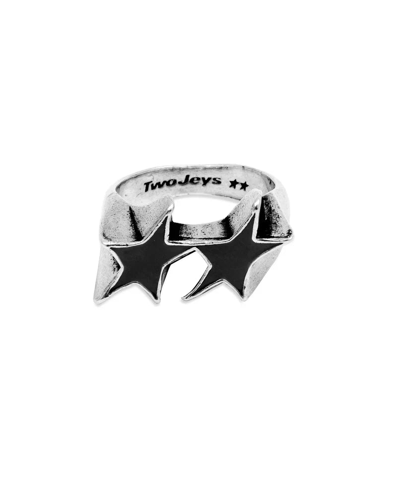 Two Jeys Icon Black Enameled Single Ring