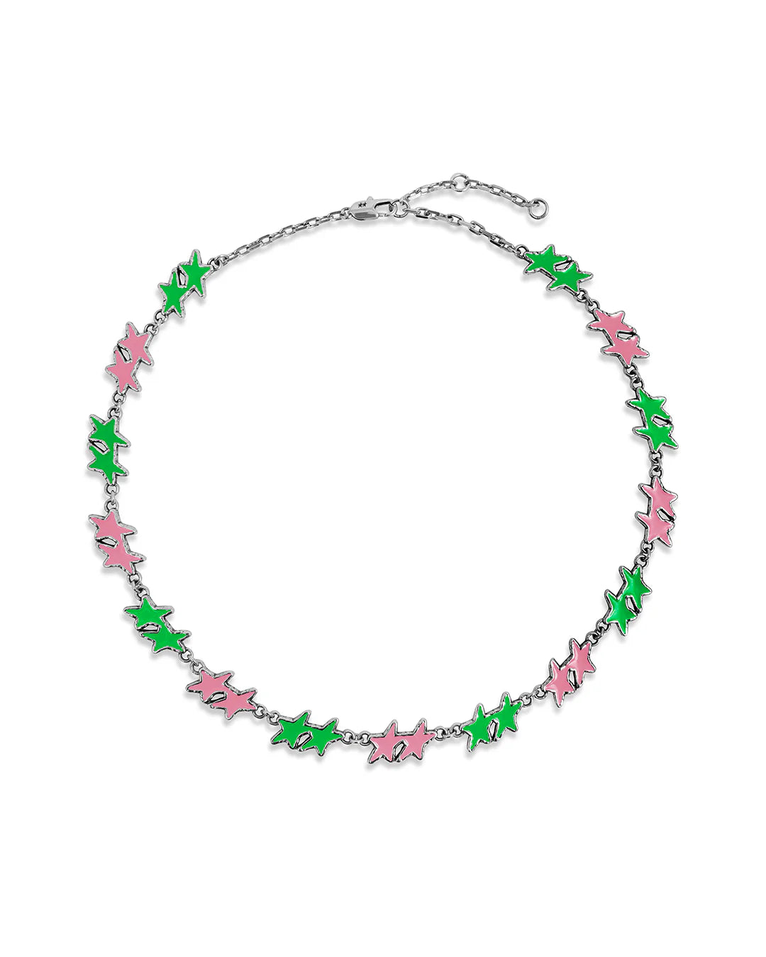 Pink / Green Melted Stars Necklace