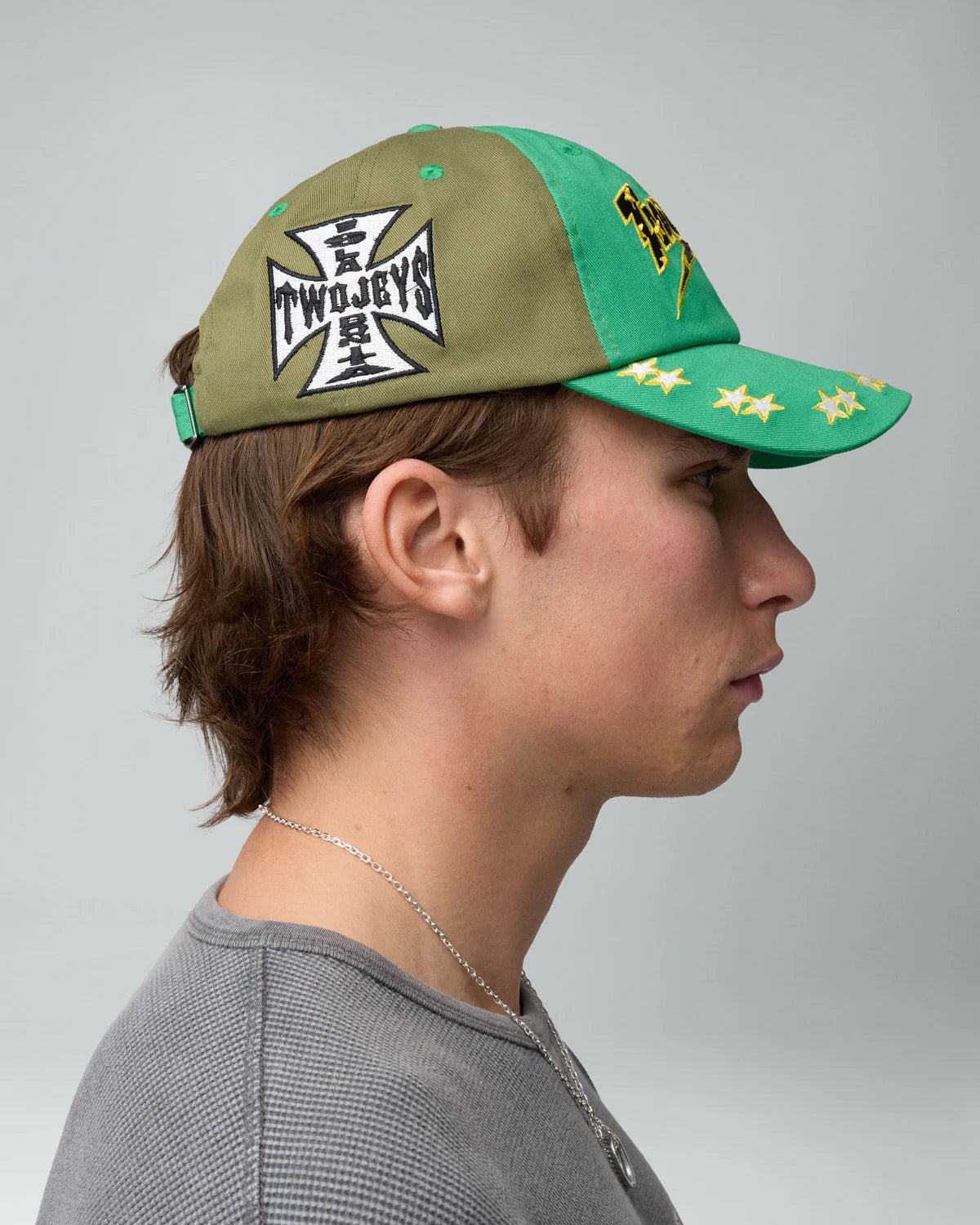 Two Jeys Embroidered Green Dad Cap