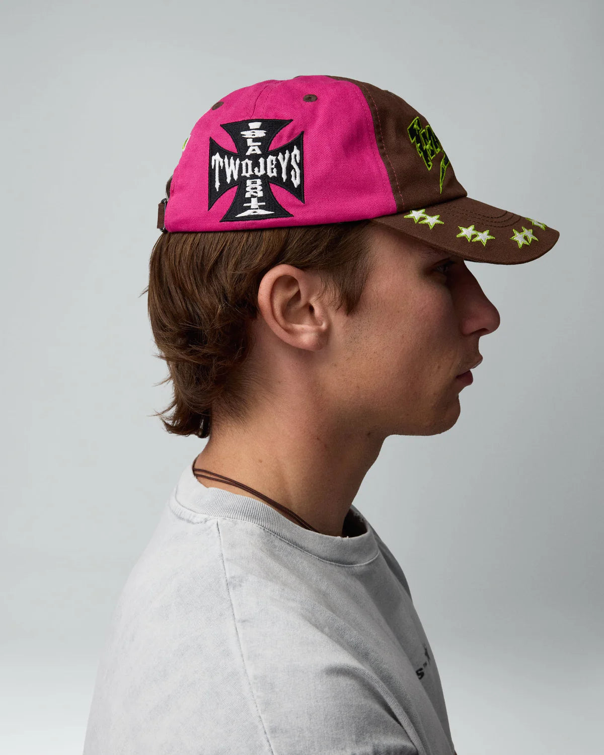 Two Jeys Embroidered Pink Dad Cap