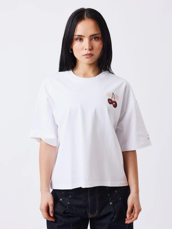Pxp Camiseta Blanca Mujer Cerezas
