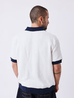 PXP Polo De Punto Blanco Azul Marino