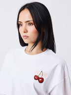 Pxp Camiseta Blanca Mujer Cerezas