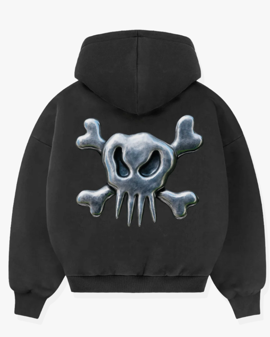 6ixty4our STEEL SKULL – BLACK HOODIE